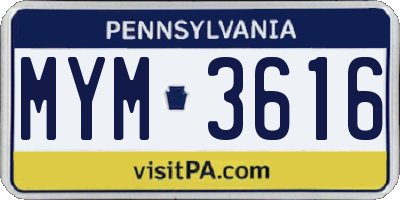 PA license plate MYM3616