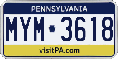 PA license plate MYM3618