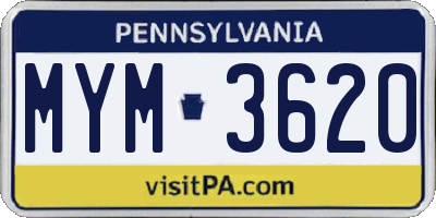 PA license plate MYM3620