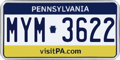 PA license plate MYM3622