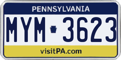 PA license plate MYM3623