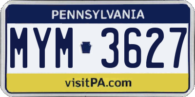 PA license plate MYM3627