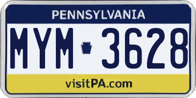 PA license plate MYM3628