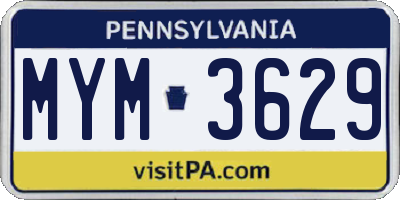 PA license plate MYM3629