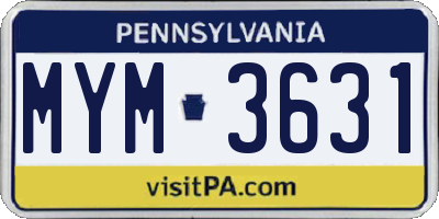 PA license plate MYM3631