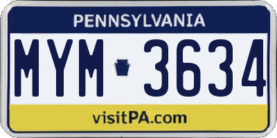 PA license plate MYM3634