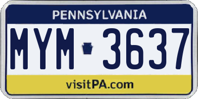 PA license plate MYM3637