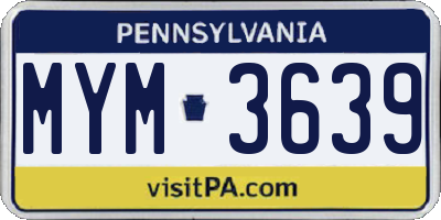 PA license plate MYM3639