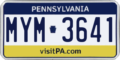 PA license plate MYM3641