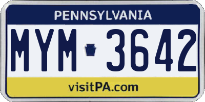 PA license plate MYM3642