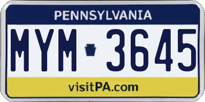 PA license plate MYM3645