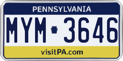 PA license plate MYM3646