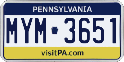 PA license plate MYM3651