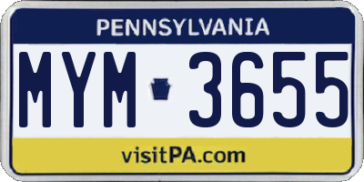 PA license plate MYM3655