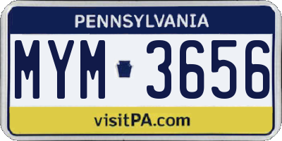 PA license plate MYM3656