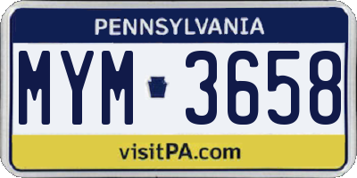 PA license plate MYM3658