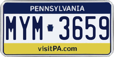 PA license plate MYM3659