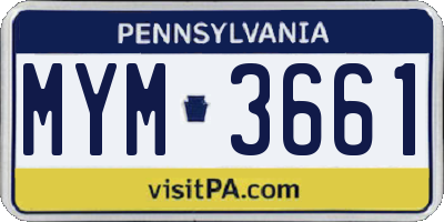 PA license plate MYM3661