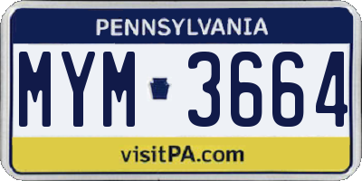 PA license plate MYM3664