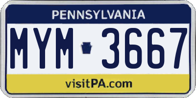 PA license plate MYM3667