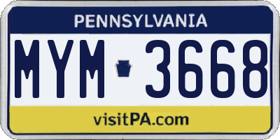 PA license plate MYM3668