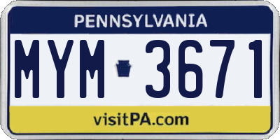PA license plate MYM3671