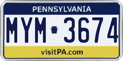 PA license plate MYM3674
