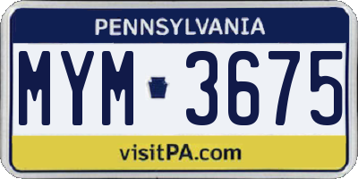 PA license plate MYM3675