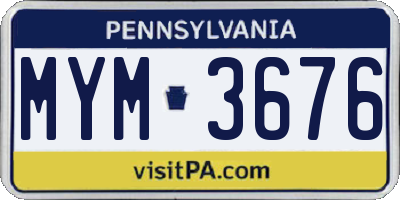 PA license plate MYM3676