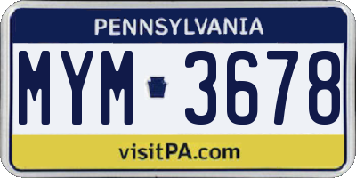 PA license plate MYM3678