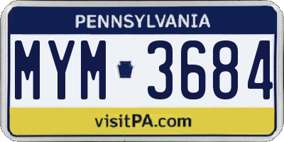 PA license plate MYM3684