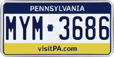 PA license plate MYM3686