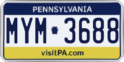 PA license plate MYM3688