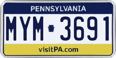 PA license plate MYM3691