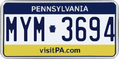 PA license plate MYM3694