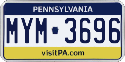PA license plate MYM3696