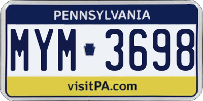 PA license plate MYM3698