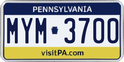 PA license plate MYM3700