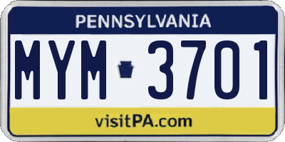 PA license plate MYM3701