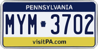 PA license plate MYM3702