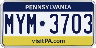PA license plate MYM3703