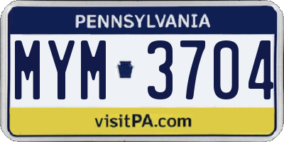 PA license plate MYM3704