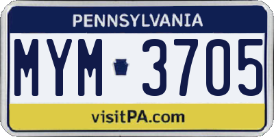 PA license plate MYM3705