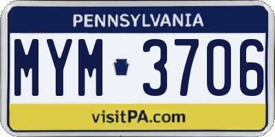 PA license plate MYM3706