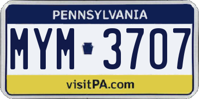 PA license plate MYM3707