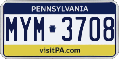 PA license plate MYM3708