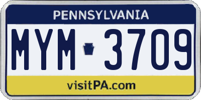 PA license plate MYM3709
