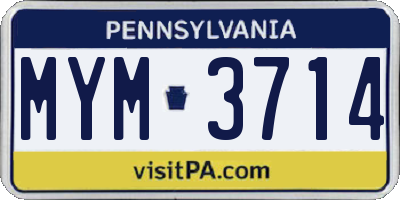 PA license plate MYM3714