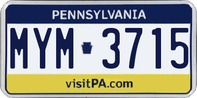PA license plate MYM3715