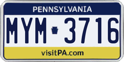 PA license plate MYM3716
